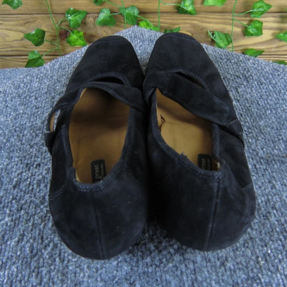 Paul Green Women 10 US 7.5 UK Black Suede Mary Jane Wedge Heel Comfort‎ Shoes